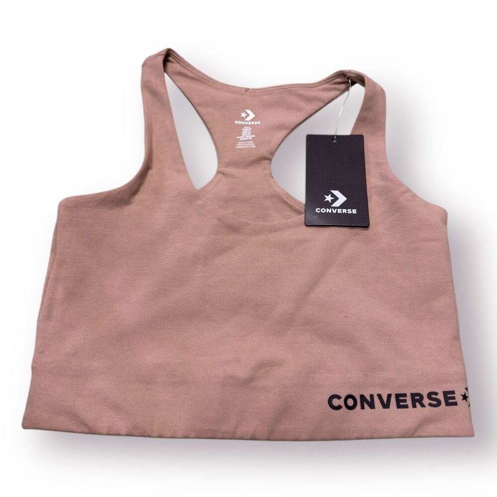 Converse Wordmark Sports Bra‎ Top Beige Women’s Size Small